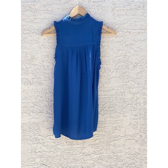 Gibson Blue Sleeveless Ruffle Sleeve Button Down Top - Small - Picture 7 of 11